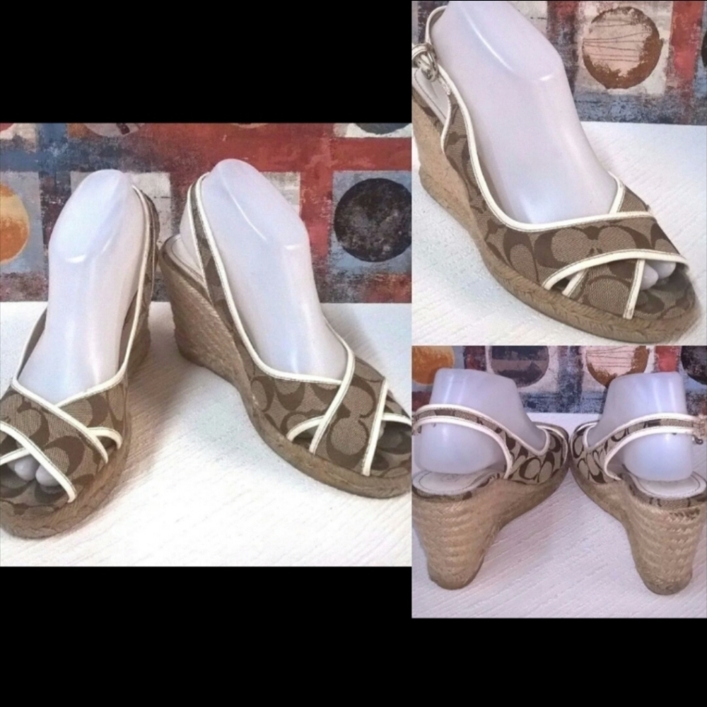 NEW AUTHENTIC VINTAGE COACH SIGNATURE C WEDGE SHOES SIZES 8 & 11